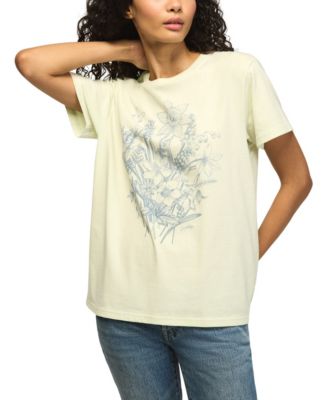Women's Floral Botanical Crewneck Boyfriend Top