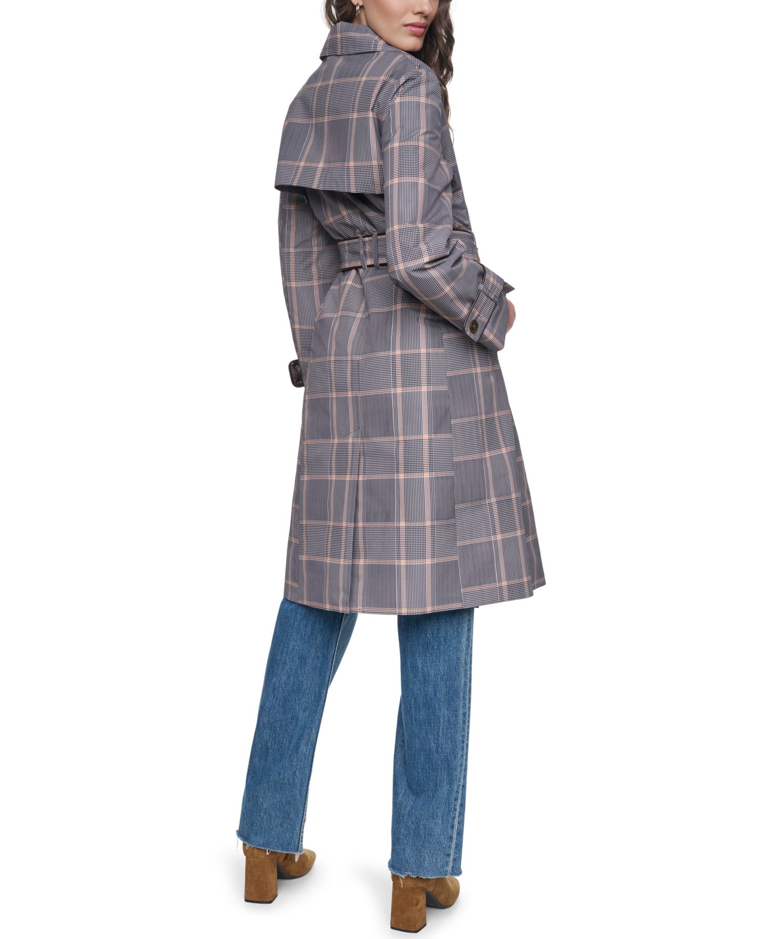Women's Plaid Trench Coat