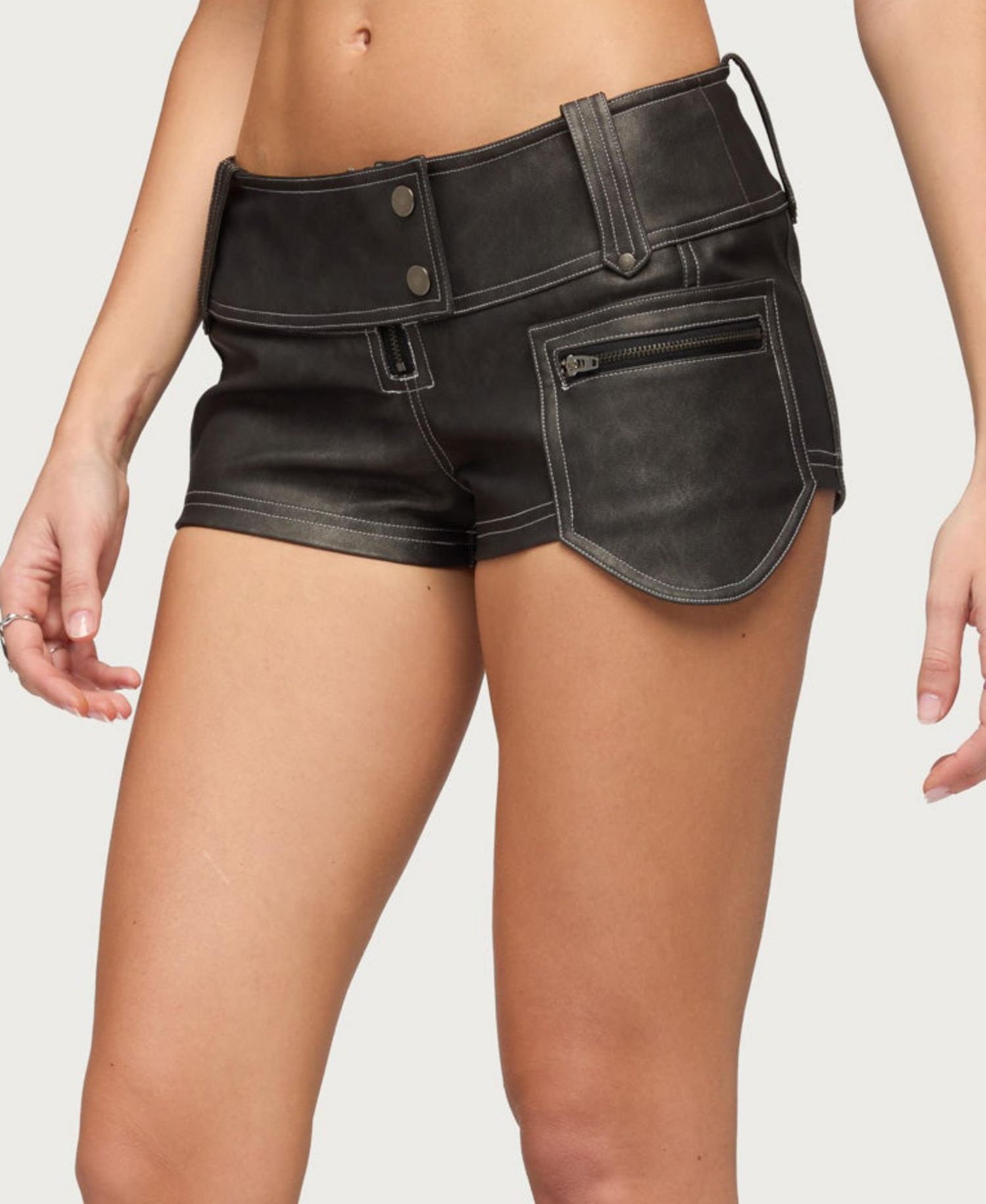 Women's Dolly Faux Leather Micro Cargo Shorts