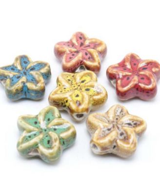 24Piece Set Ceramic Flower-Shaped Loose Beads for DIY Jewelry