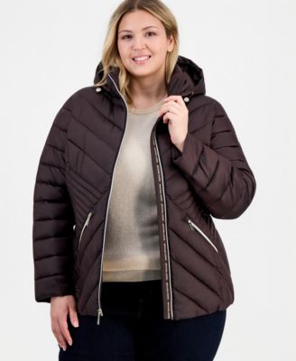 Michael Kors Plus Size Hooded Packable Puffer Coat