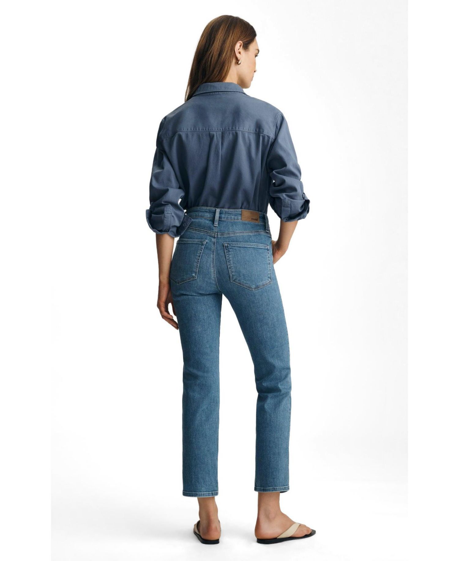 Women's Kendra High Rise Straight Leg In Mid Brushed Flex Blue