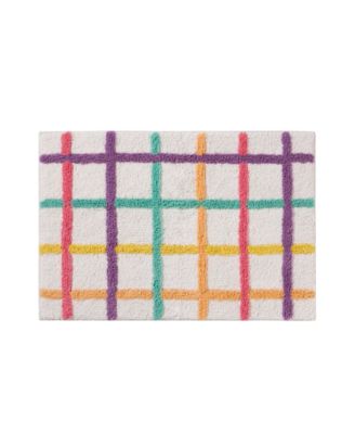 Chromatic Grid Cotton Rich Bath Rug, 20" x 30"