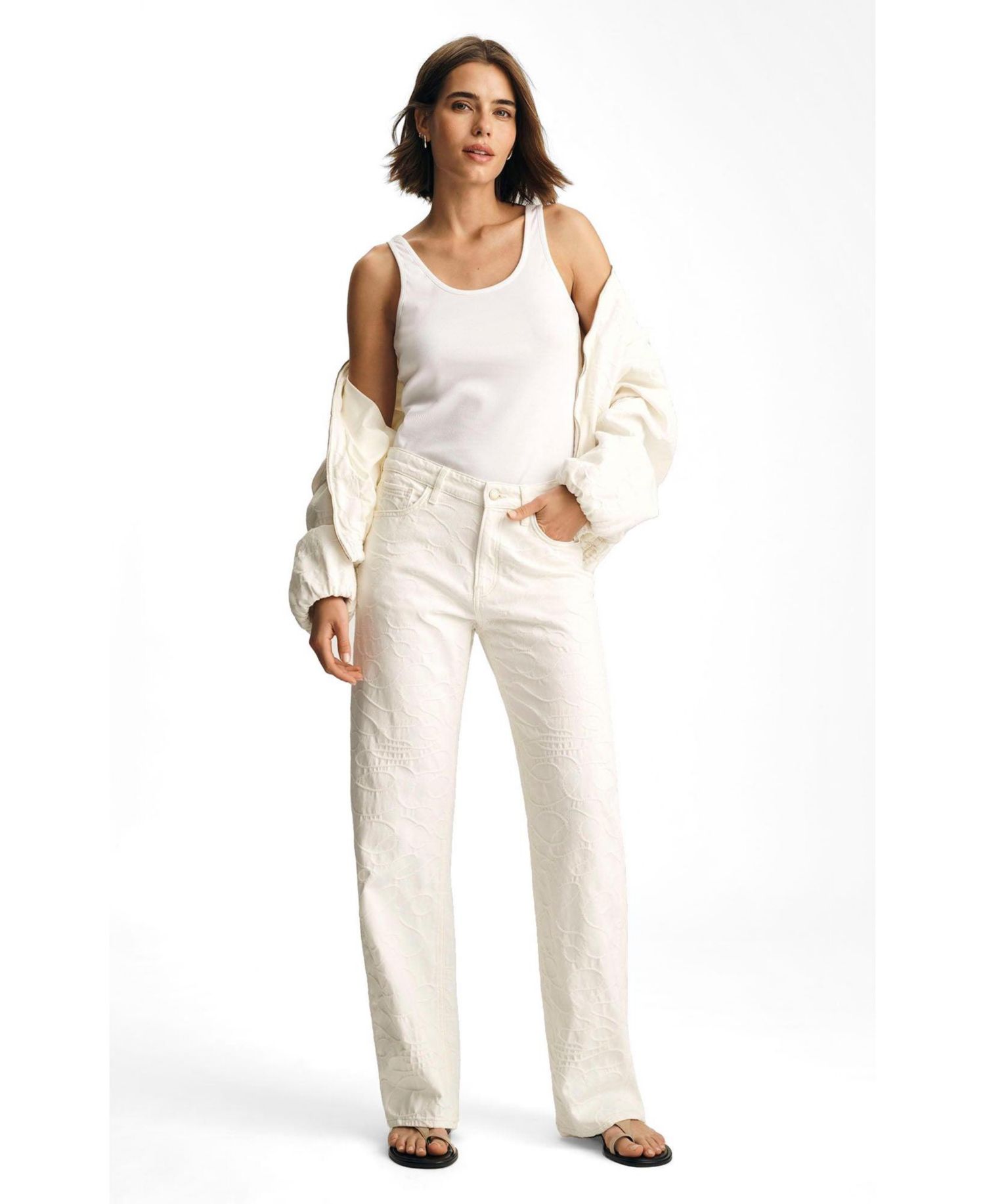 Women's Taylor High Rise Straight Leg In Beige Denim