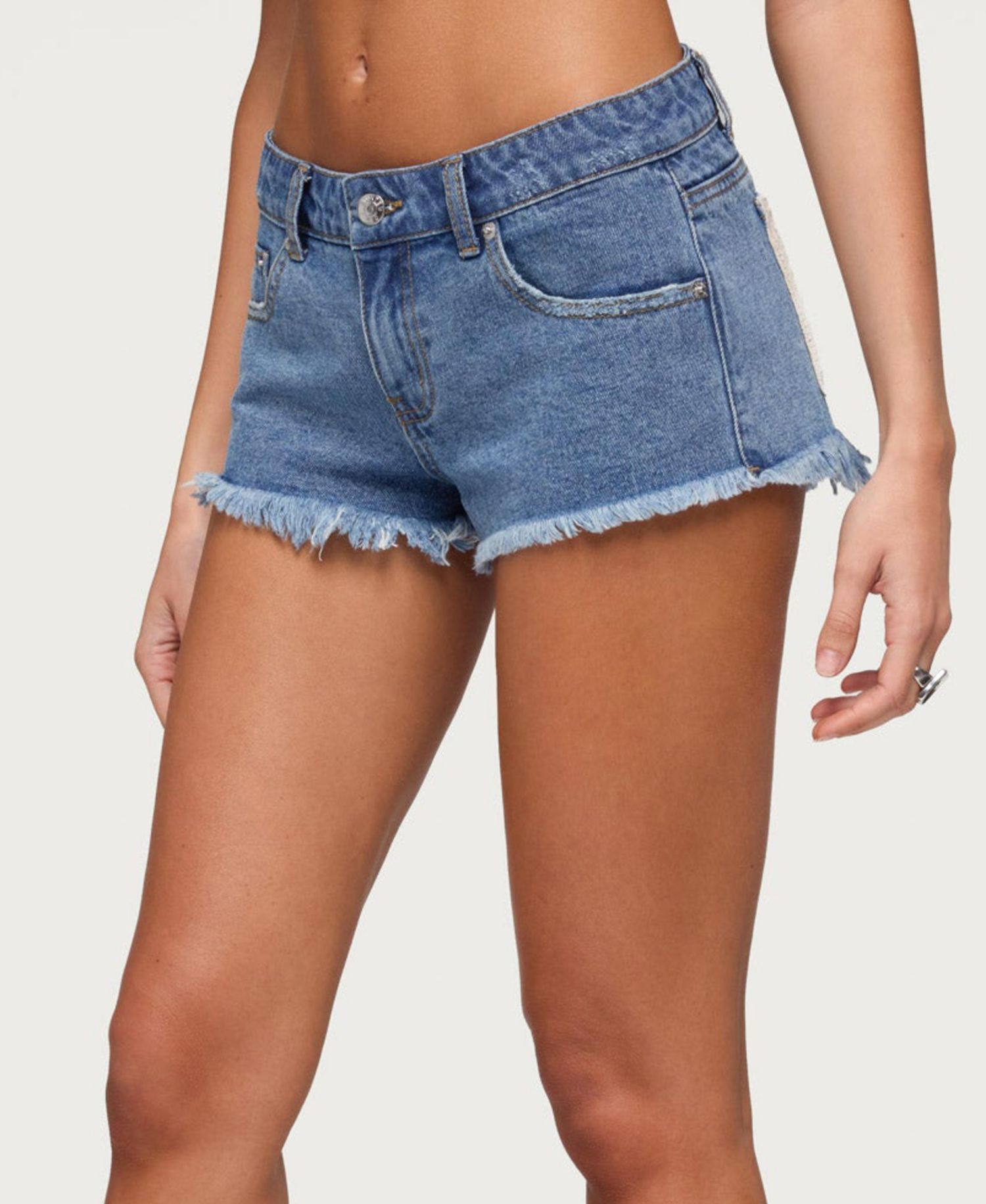 Women's Crochet Pockets Low Rise Denim Micro Shorts
