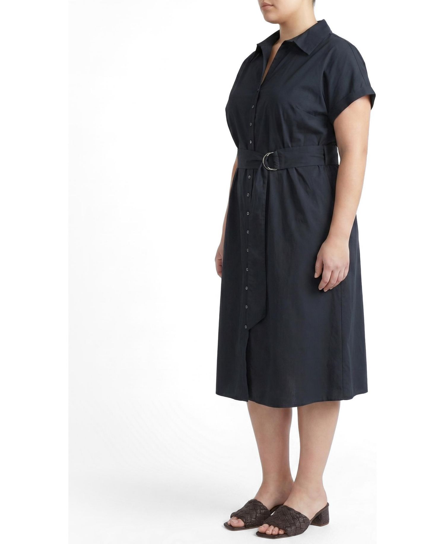 Plus Size Sandy Stretch Poplin Shirtdress