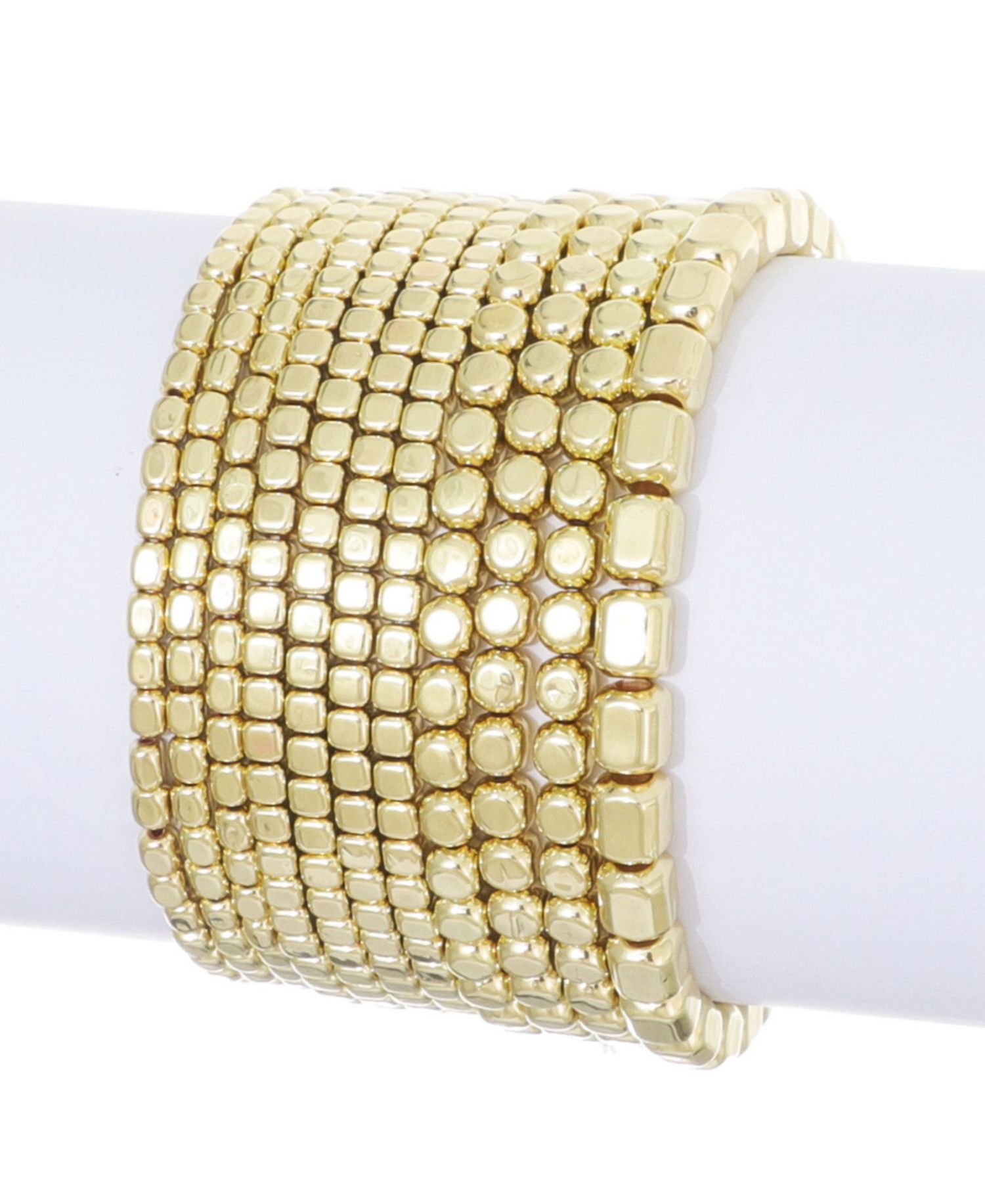 Set of 10 Golden Bead Stretch Bracelets