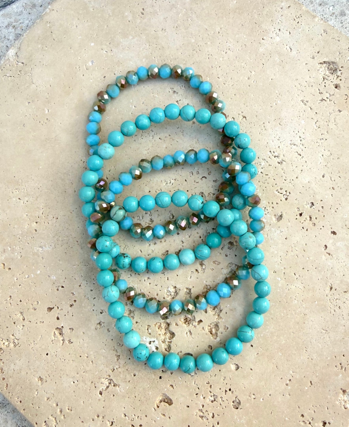 Adornia Crystal Turquoise Set of 4 Stretch Bracelets