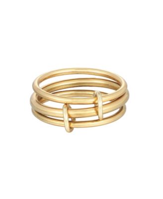 Tarnish Resistant Gold Three Band Connected Ring Set
