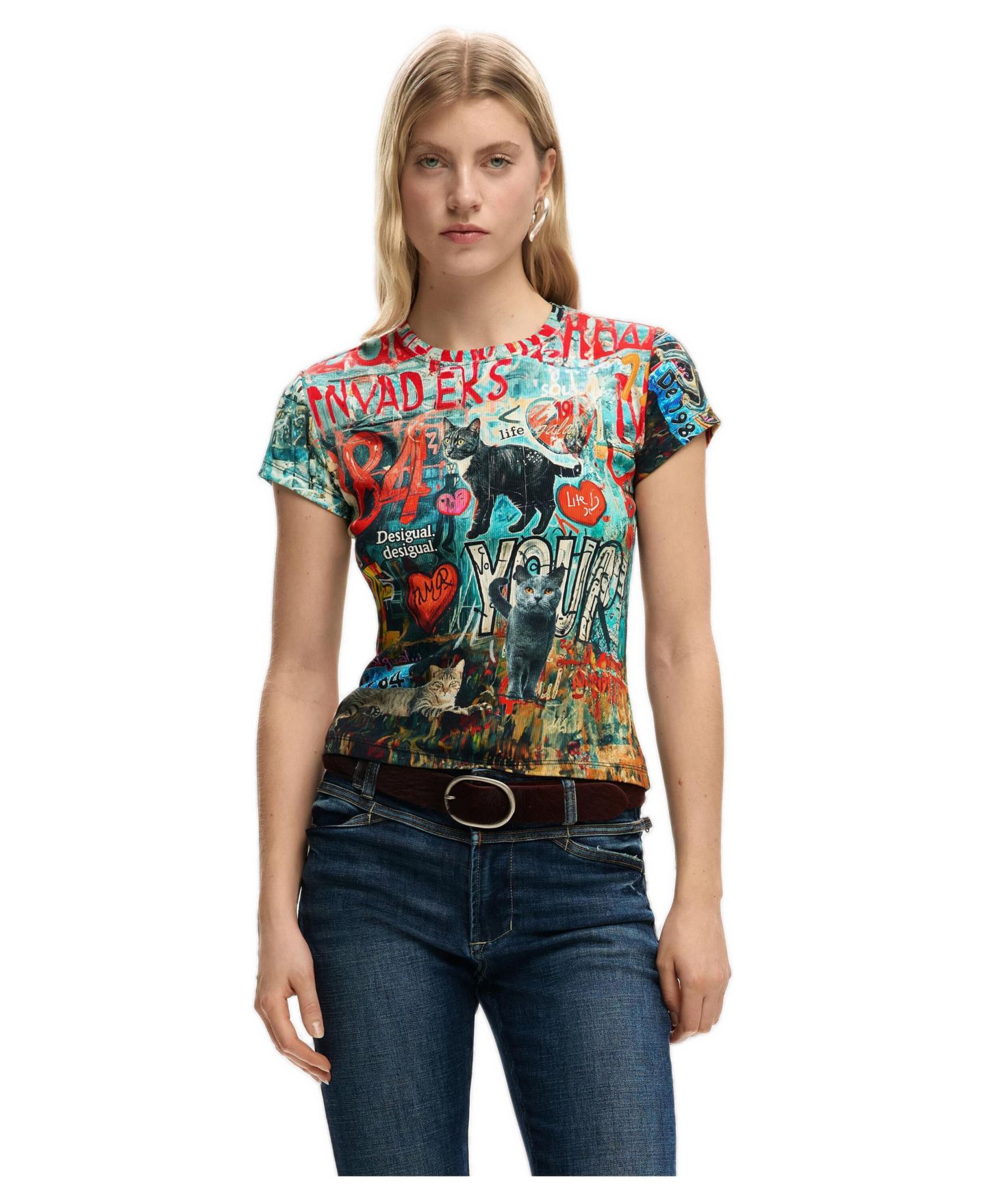 Женская футболка Desigual Printed Cat — фото 1