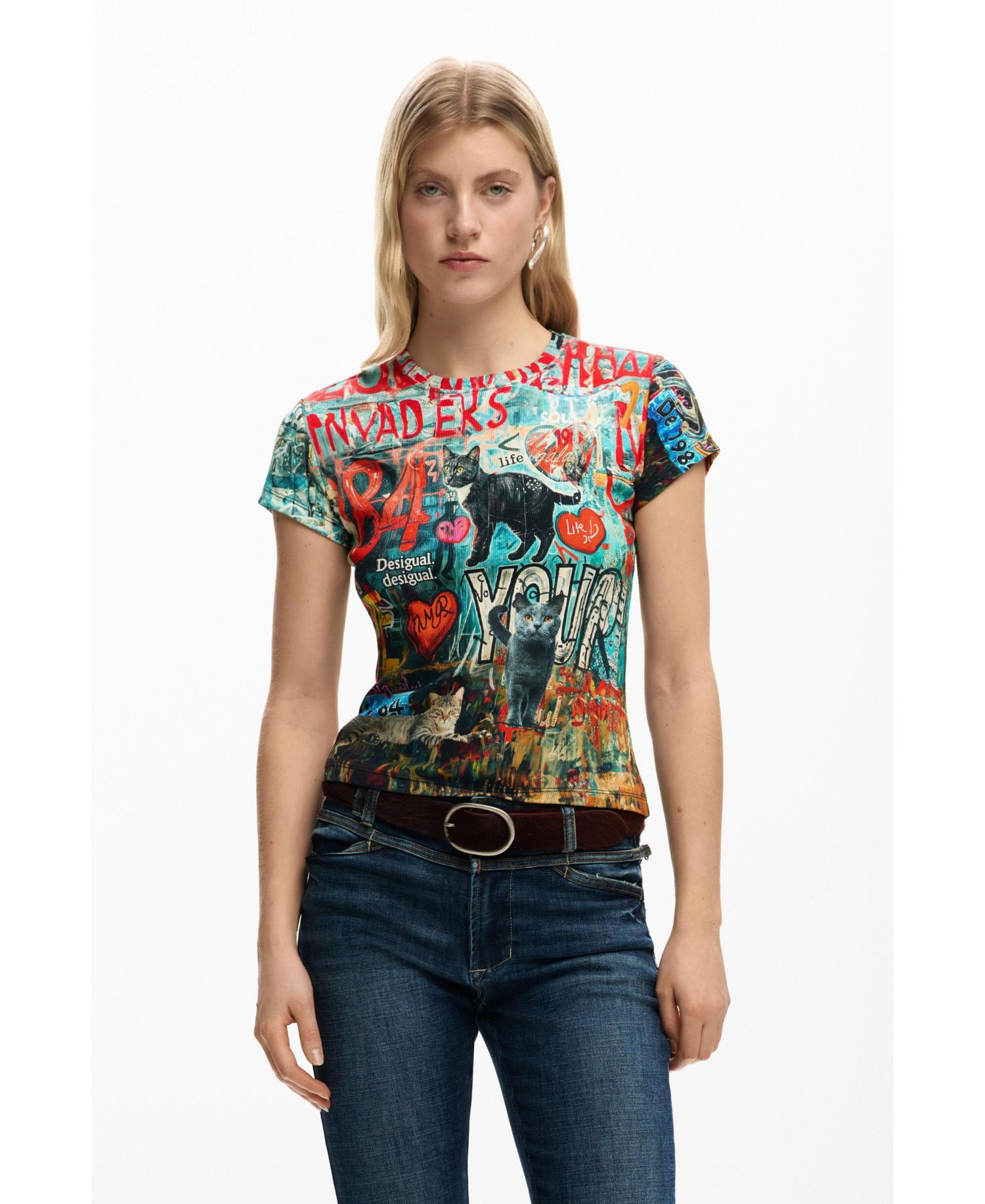 Women's Printed Cat T-Shirt