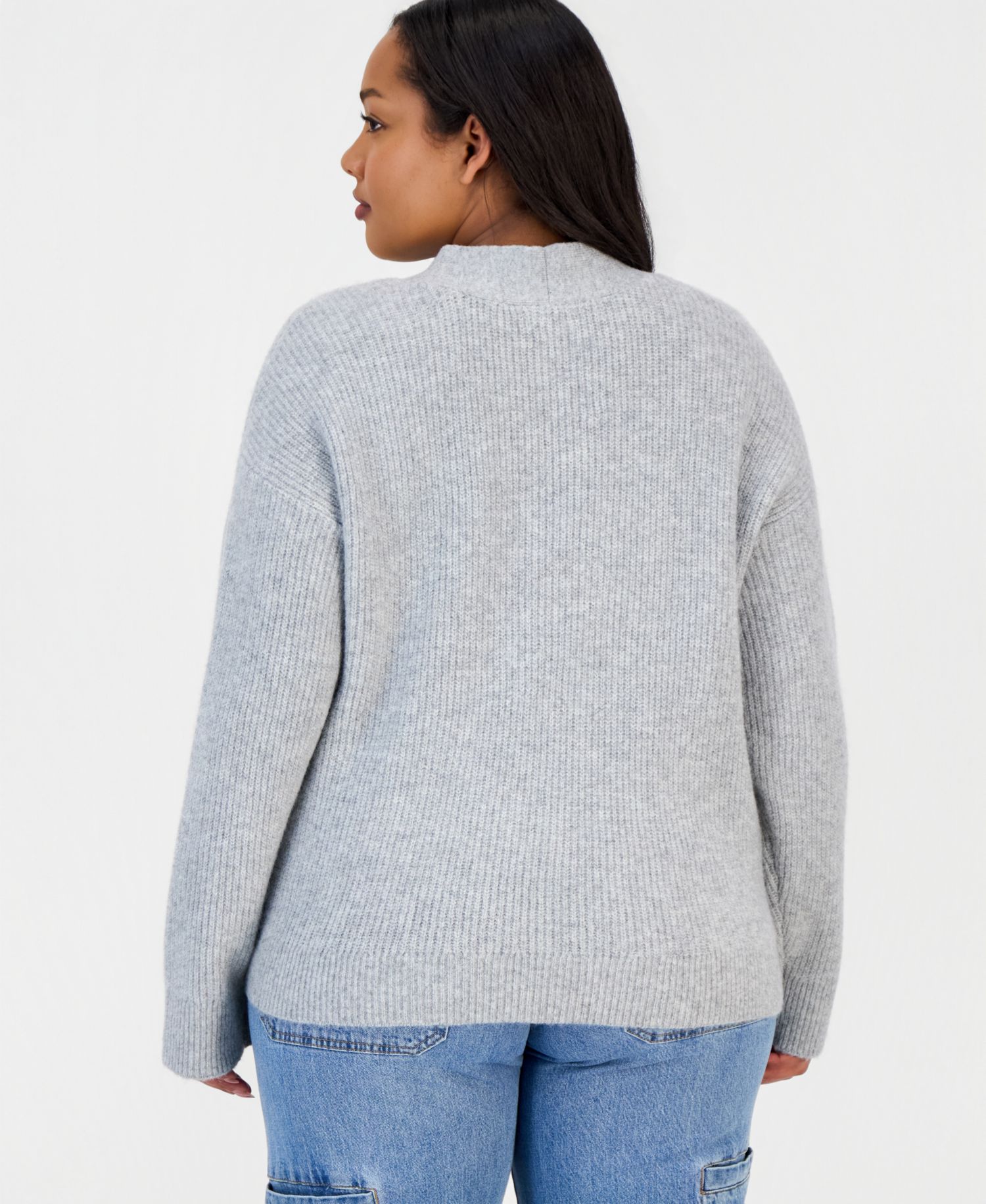 Trendy Plus Size Three-Button V-Neck Cardigan