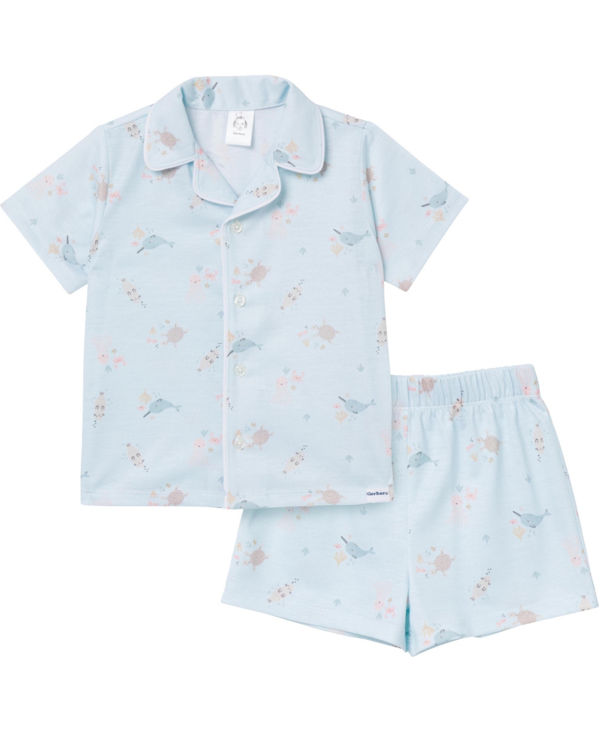 Gerber Toddler Girls 2-Piece Button Up Pajama Shorts Set