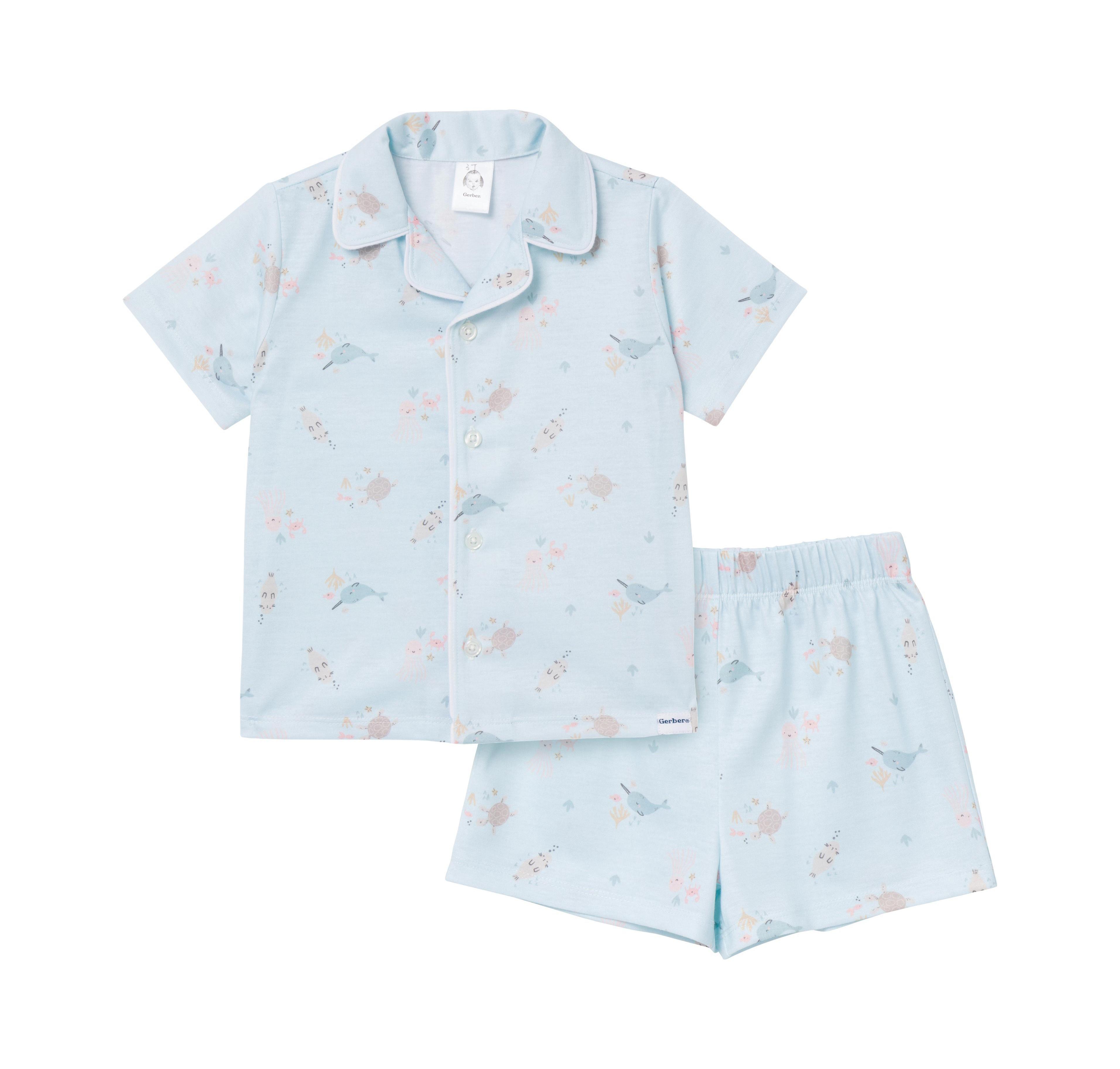 Gerber Toddler Girls 2-Piece Button Up Pajama Shorts Set