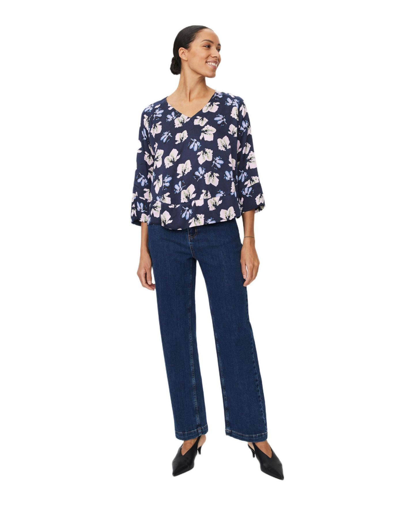 Женская блузка Masai Copenhagen MaBenika Floral Print, цвет: Тёмно-синий — фото 2