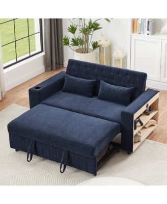 61.4" Pull-out Sofa Bed Convertible Couch Loveseat Sofa Modern Sleeper Sofa with Adjustable Backrest for Living Room