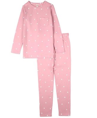 Little Girls 2 Piece 2- 12 "Kind Hearts" Rayon-Blend Pull-On Lounge Set
