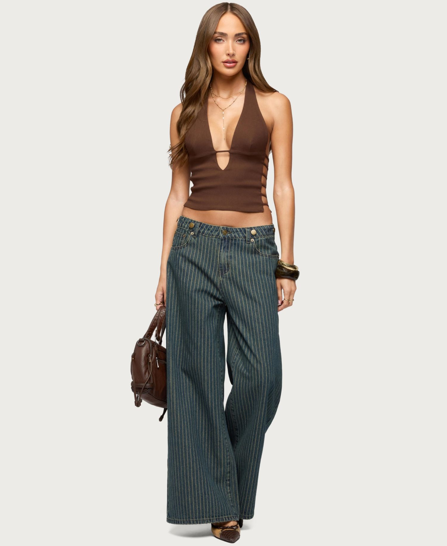 Women's Aneera Cutout Plunging Halter Top
