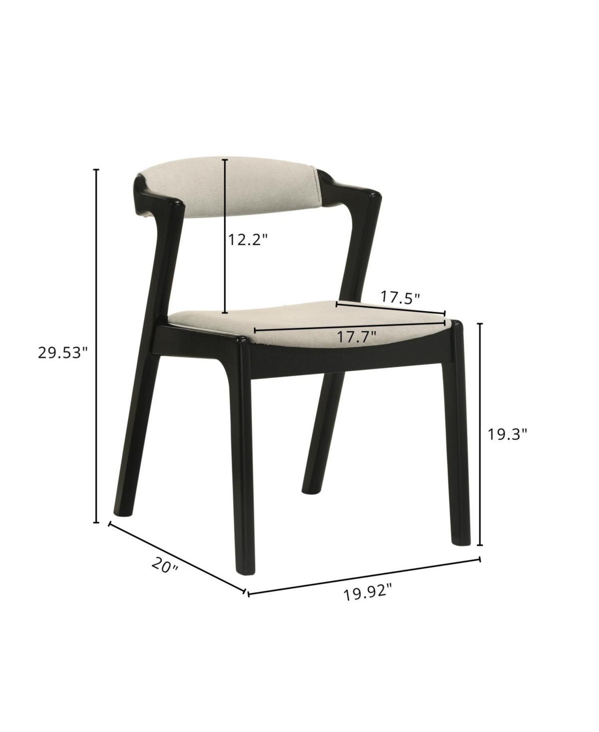 Rainsken Modern Dining Chairs Set of 2, Rubberwood Frame, Upholstered Chairs, Sharp Armrests, Open Back, for Room/Kitchen/Living Room