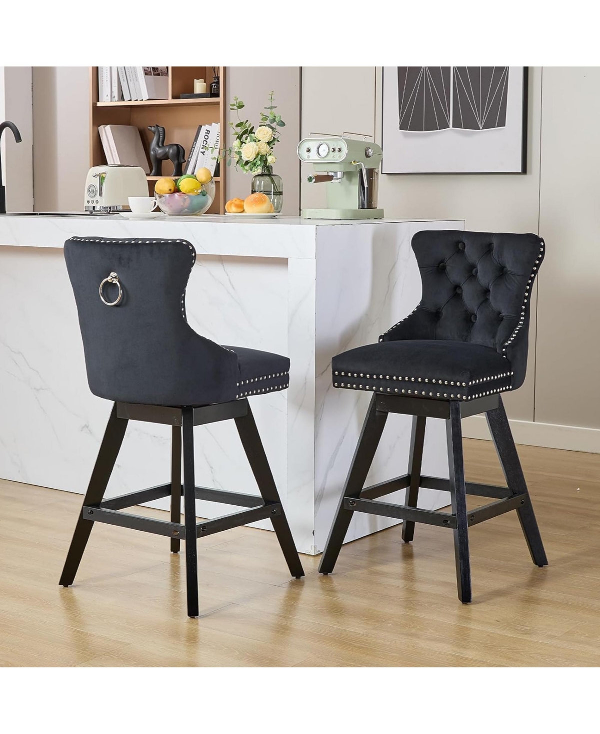 Rainsken Velvet Bar Stools Set of 2
