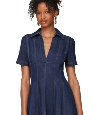 jean shirt dresses for women Anna-Kaci Women's Denim Long-Sleeve Dress flap closure Women's Denim Shirtdresses | Nordstrom