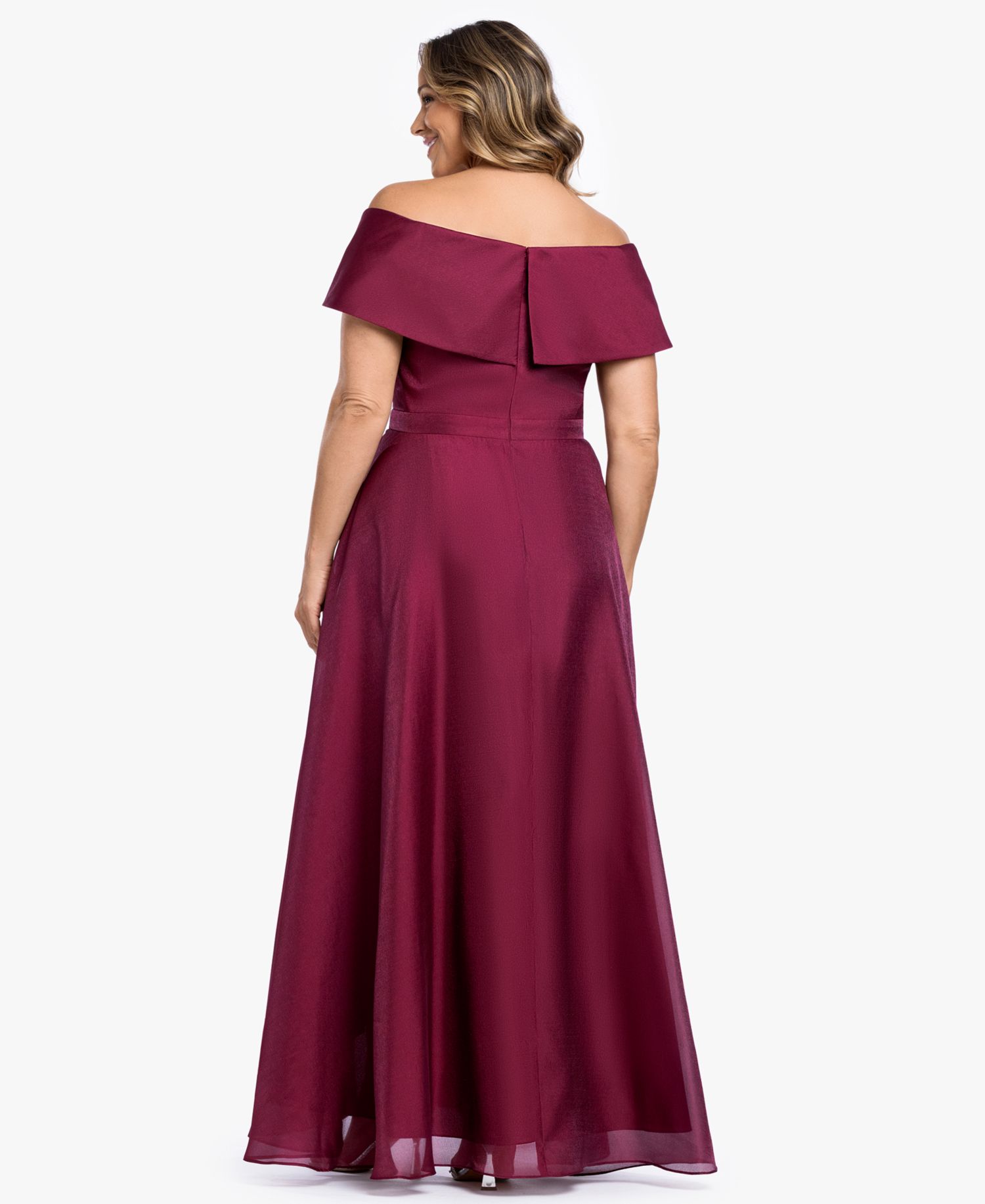 Plus Size Sweetheart Neck Off-The-Shoulder Ruffle Long Dress