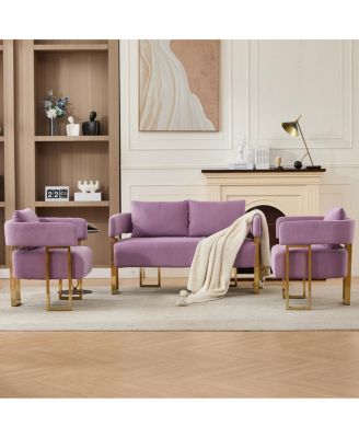 TS Modern Velvet Side Chair with Metal Legs (Combo Set)