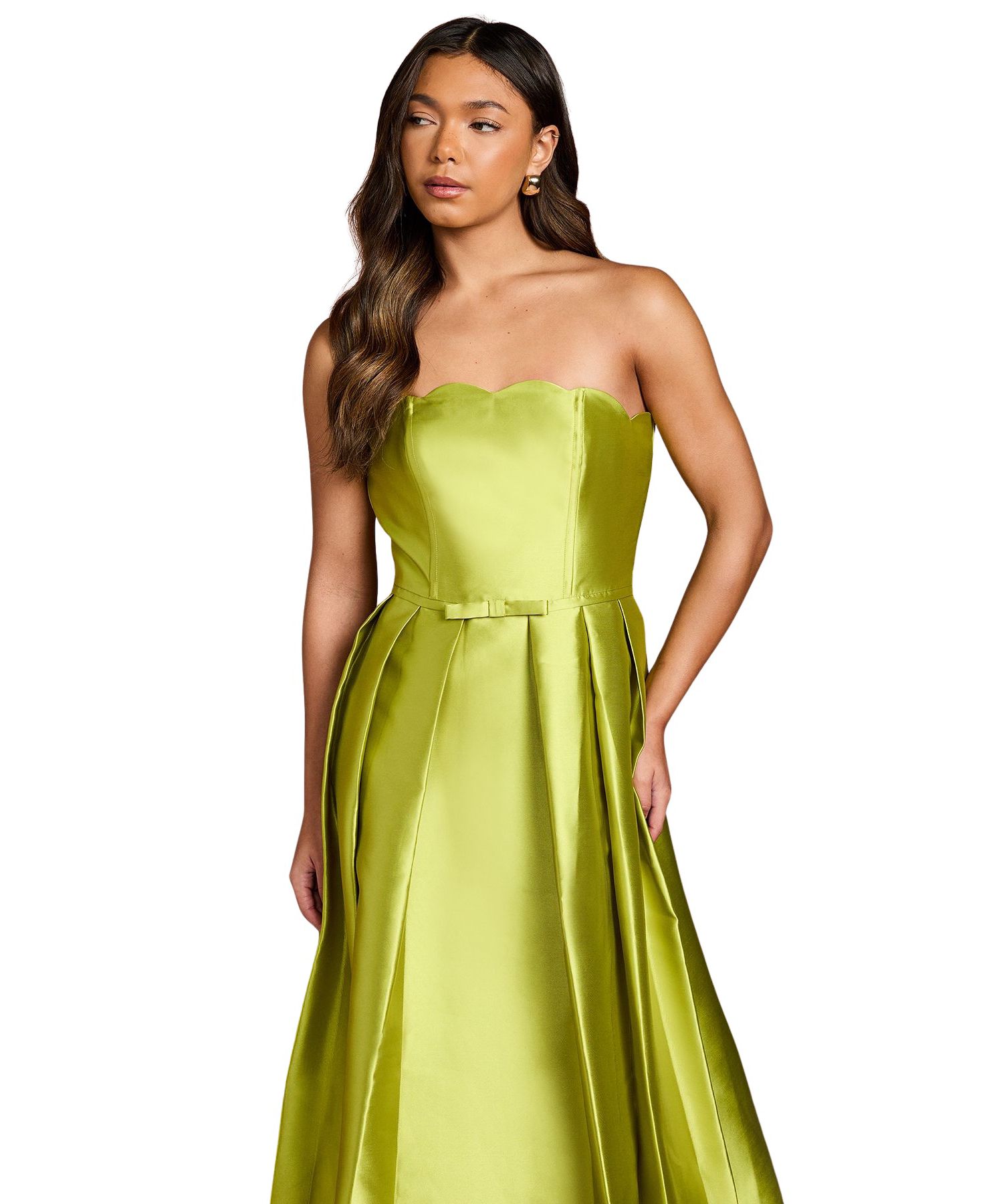 Women's Scalloped Strapless Midi Dress