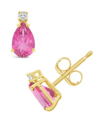 Pink Topaz (1 ct. t.w.) and Diamond Accent Stud Earrings in 14K Yellow Gold or 14K White Gold