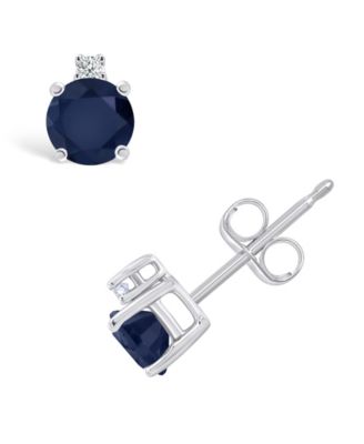 Sapphire (3/4 ct. t.w.) & Diamond Accent Stud Earrings in 14k White Gold (Also in Emerald, Ruby, & Tanzanite)