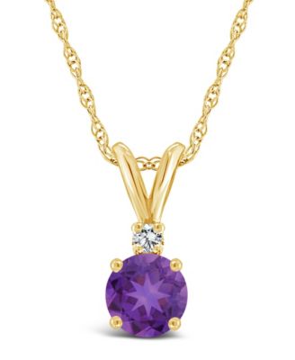 Amethyst (1/2 ct. t.w.) and Diamond Accent Pendant Necklace in 14K Yellow Gold or 14K White Gold