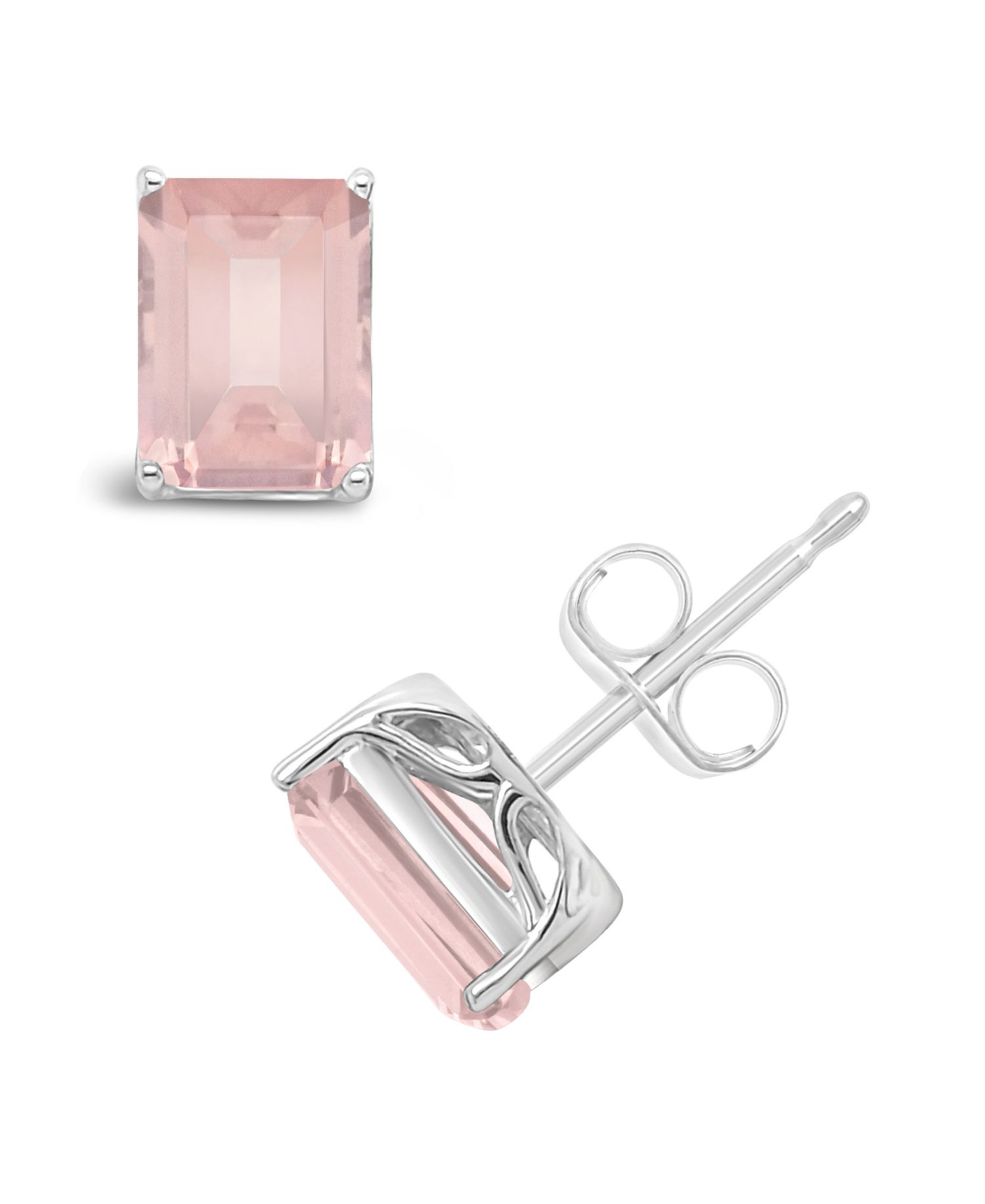 Rose Quartz (3-1/8 ct. t.w.) Stud Earrings in Sterling Silver.