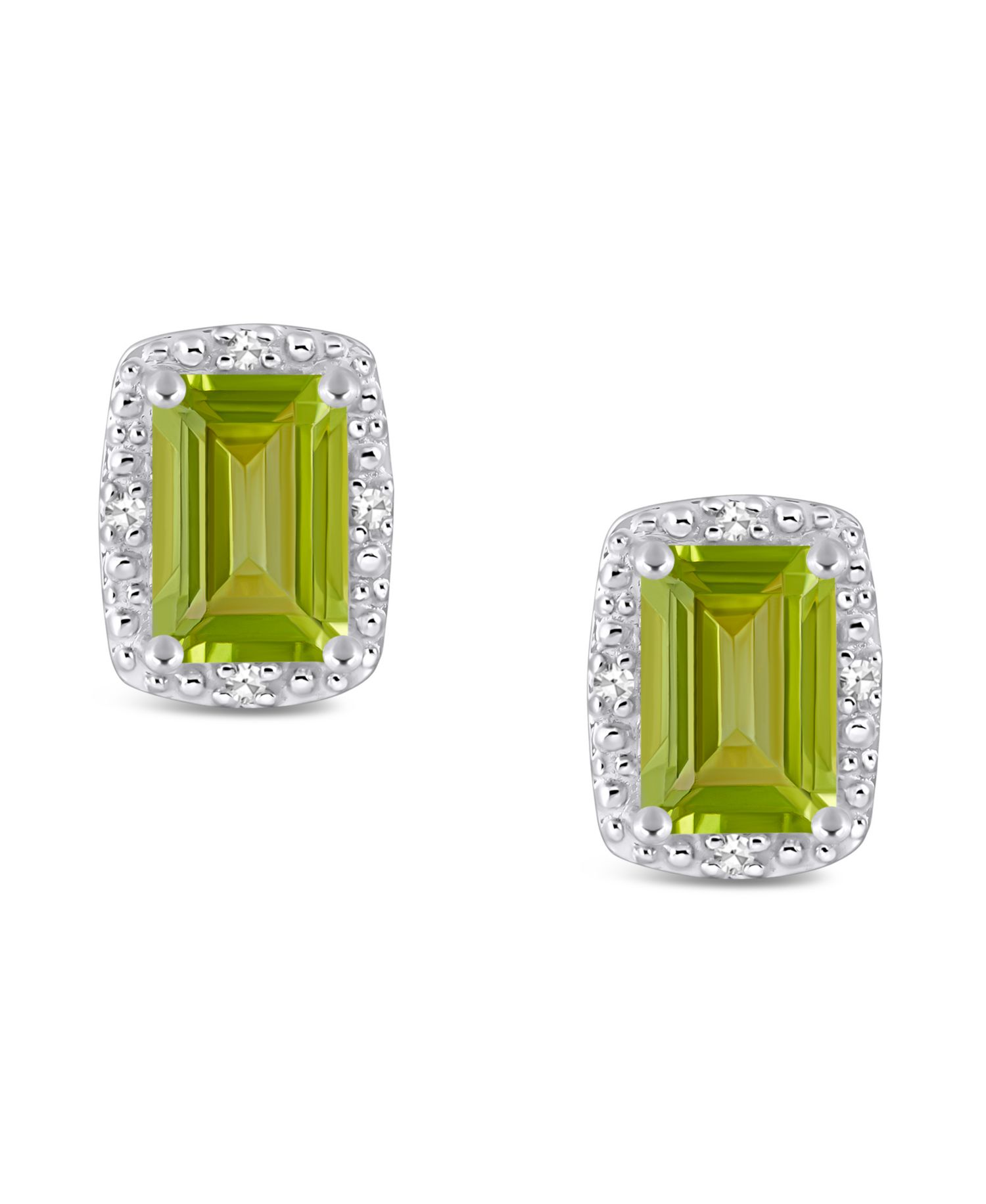 Gemstone and Diamond Accent Stud Earrings in Sterling Silver