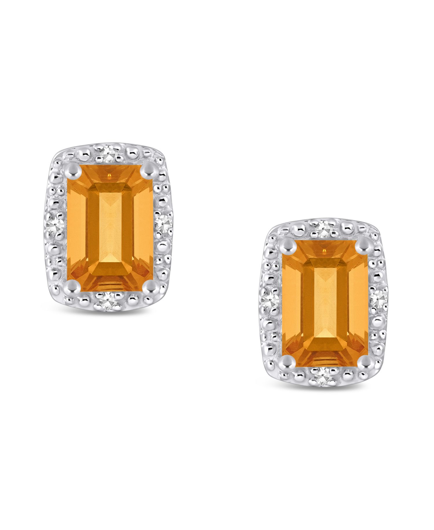 Gemstone and Diamond Accent Stud Earrings in Sterling Silver