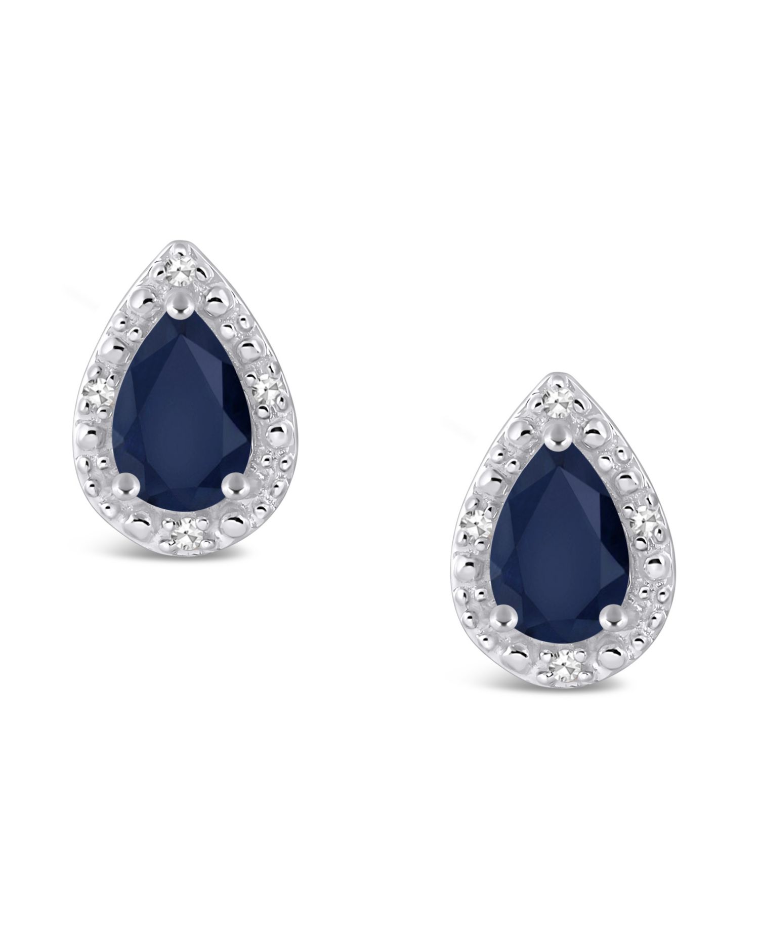 Sapphire (9/10 ct. t.w.) and Diamond Accent Stud Earrings in Sterling Silver (Also in Ruby)