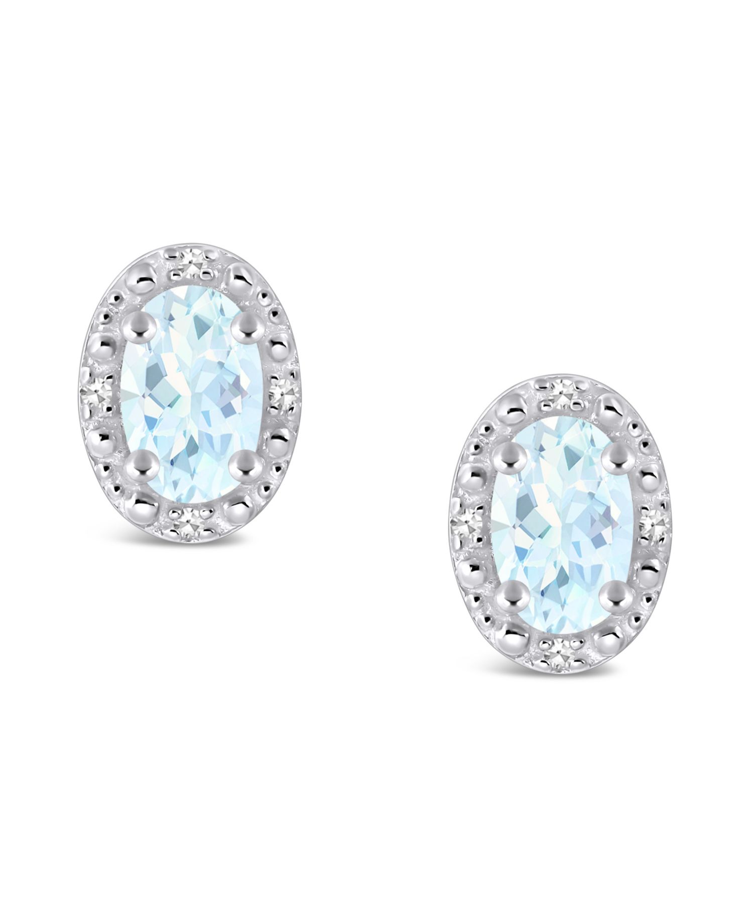 Aquamarine (3/4 ct. t.w.) and Diamond Accent Stud Earrings in Sterling Silver