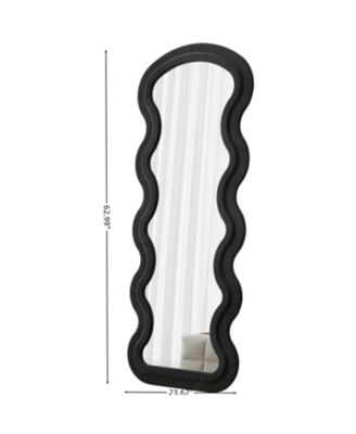 Flannel Full Length Wave Black Floor Mirror with Stand for Bedroom Living Room Hanging or Against The Wall