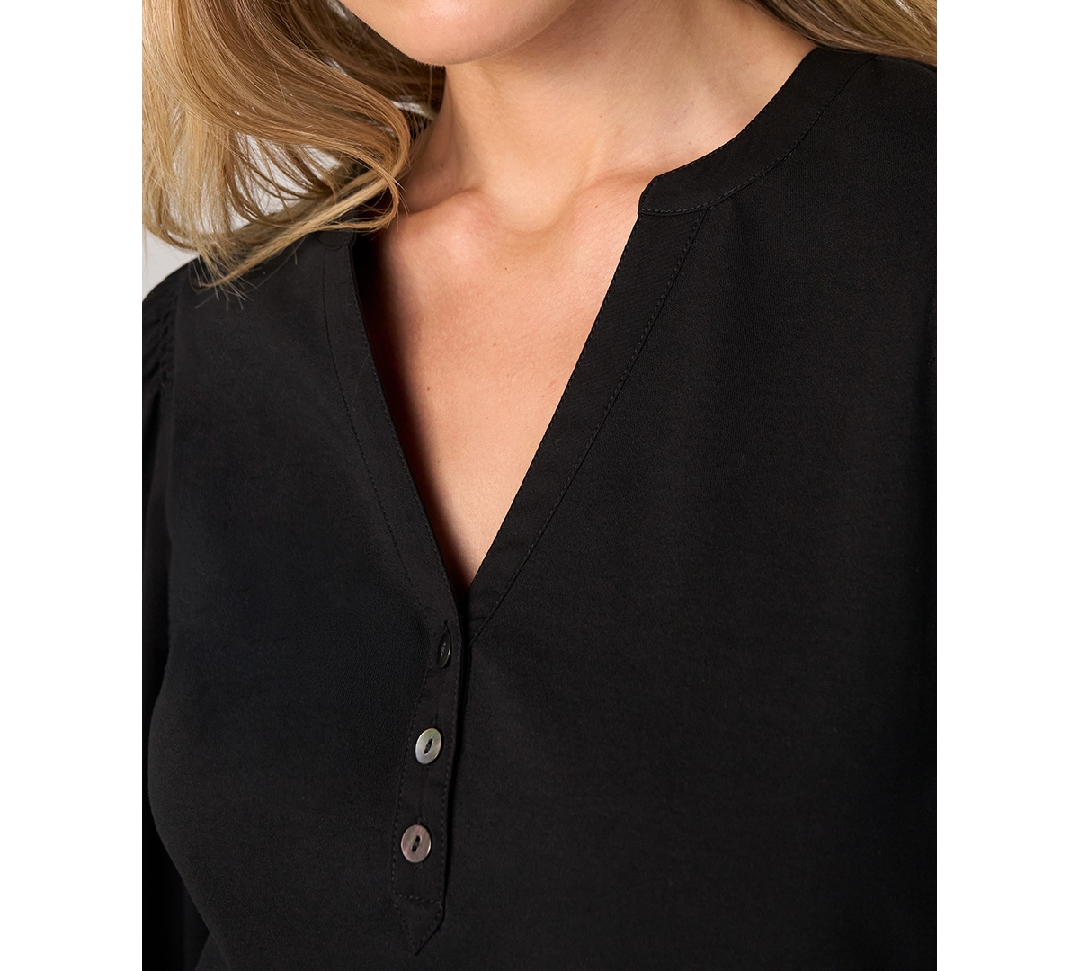 Liverpool Los Angeles Women's Puff-Sleeve Knit-To-Woven Top