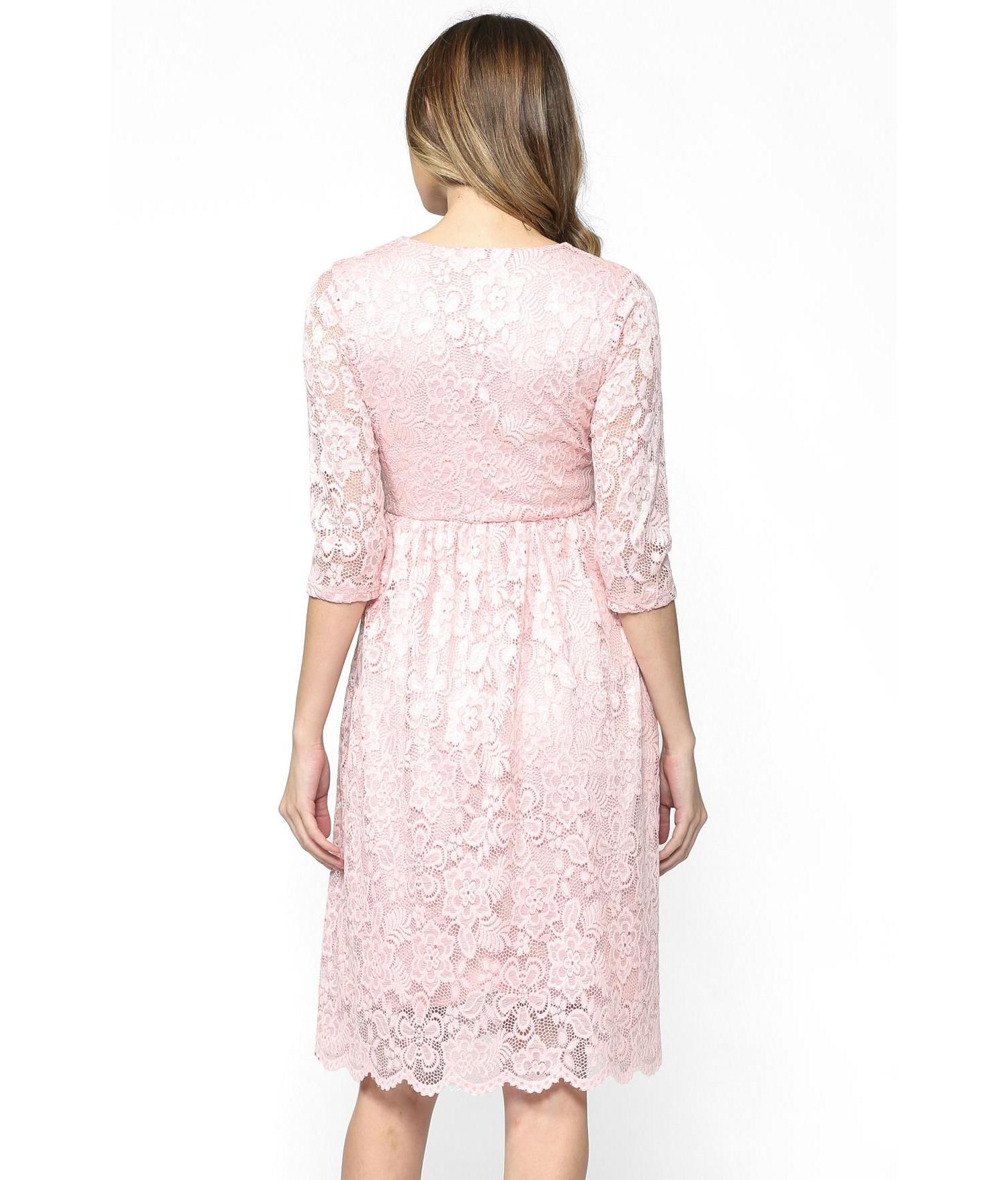 Women's Floral Lace Wrap Nursing Dress with 3/4 Sleeves
