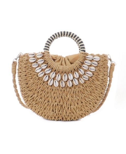 Женская сумка Adornia Fine Basket Arc Shell-Embroidered Handle Bag with Shoulder Strap, цвет: Коричневый