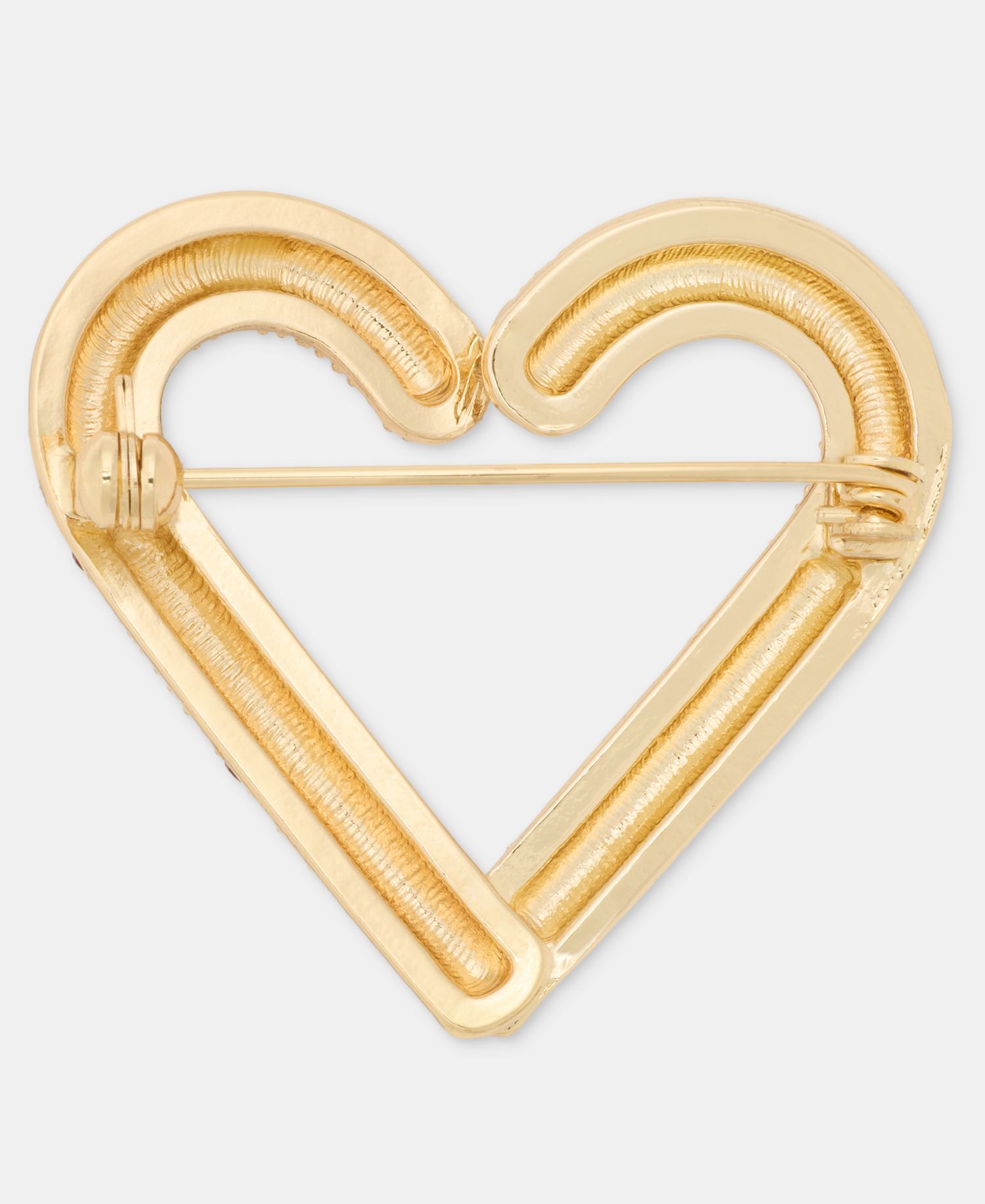 Gold-Tone Red and White Heart Pin
