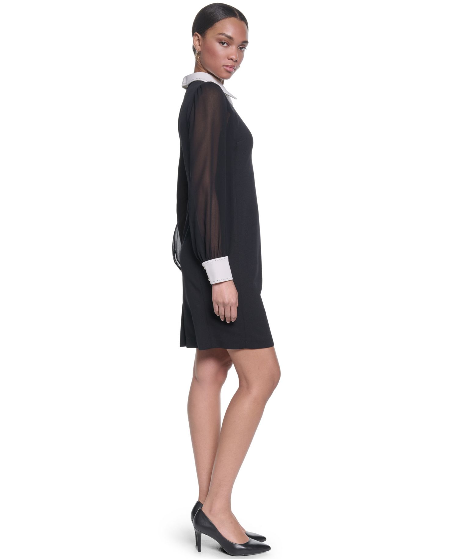 Women's Scuba Crepe Sheath Collared Dress