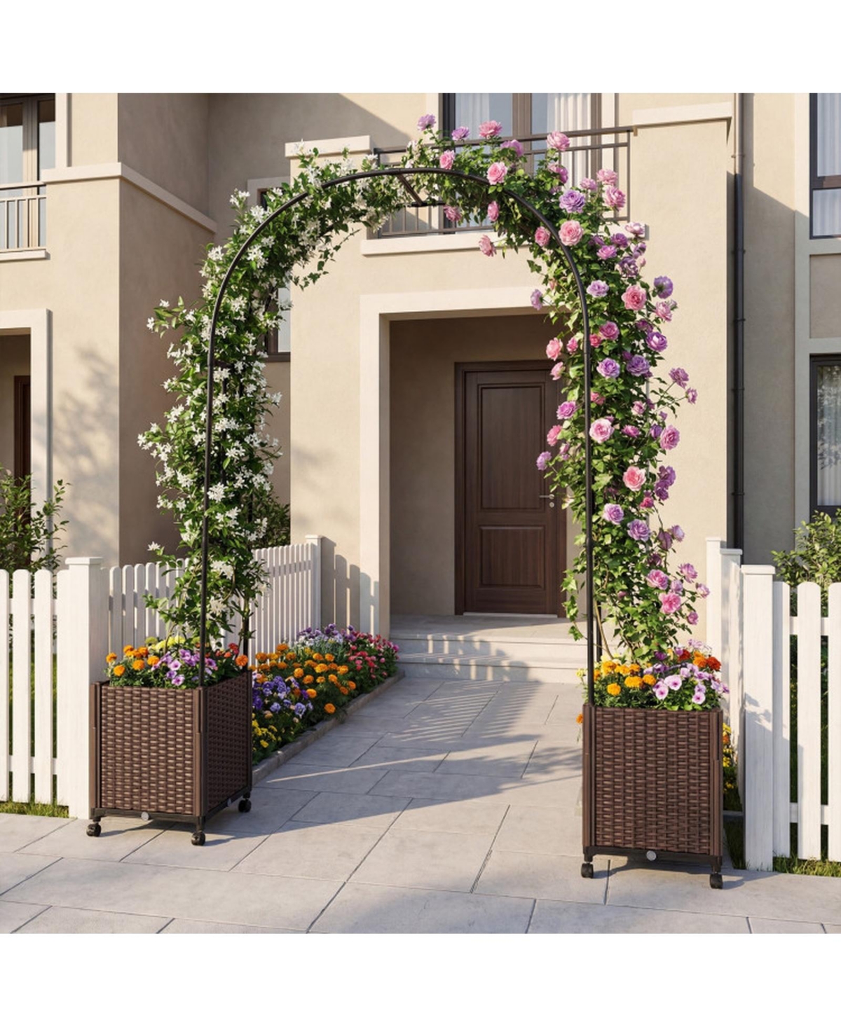 Gouun 91 in Garden Arch Trellis with 2 Self-Watering Planter Boxes