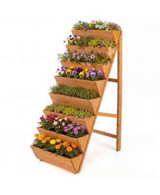 8-Tier Vertical Wood Raised Garden Bed Planter with Legs