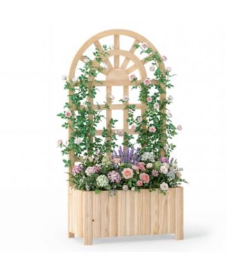 48 in Solid Wood Raised Garden Bed with Lattice Trellis Screen