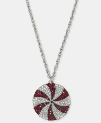 Silver-Tone Peppermint Pendant Necklace