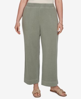 Plus Size Snow Wash Elastic Waistband Pants