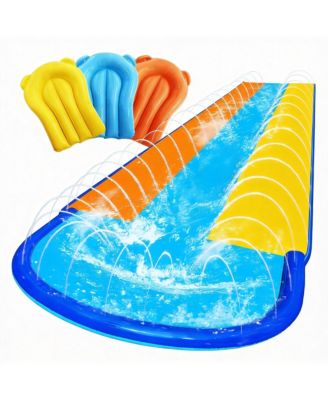 Water Slip Slide 3 Lane Sprinkler Bodyboards PVC Outdoor Play