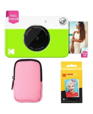 Printomatic Instant Print Camera Bundle with Pink Soft Case and 20-Pack Zink Photo Paper
