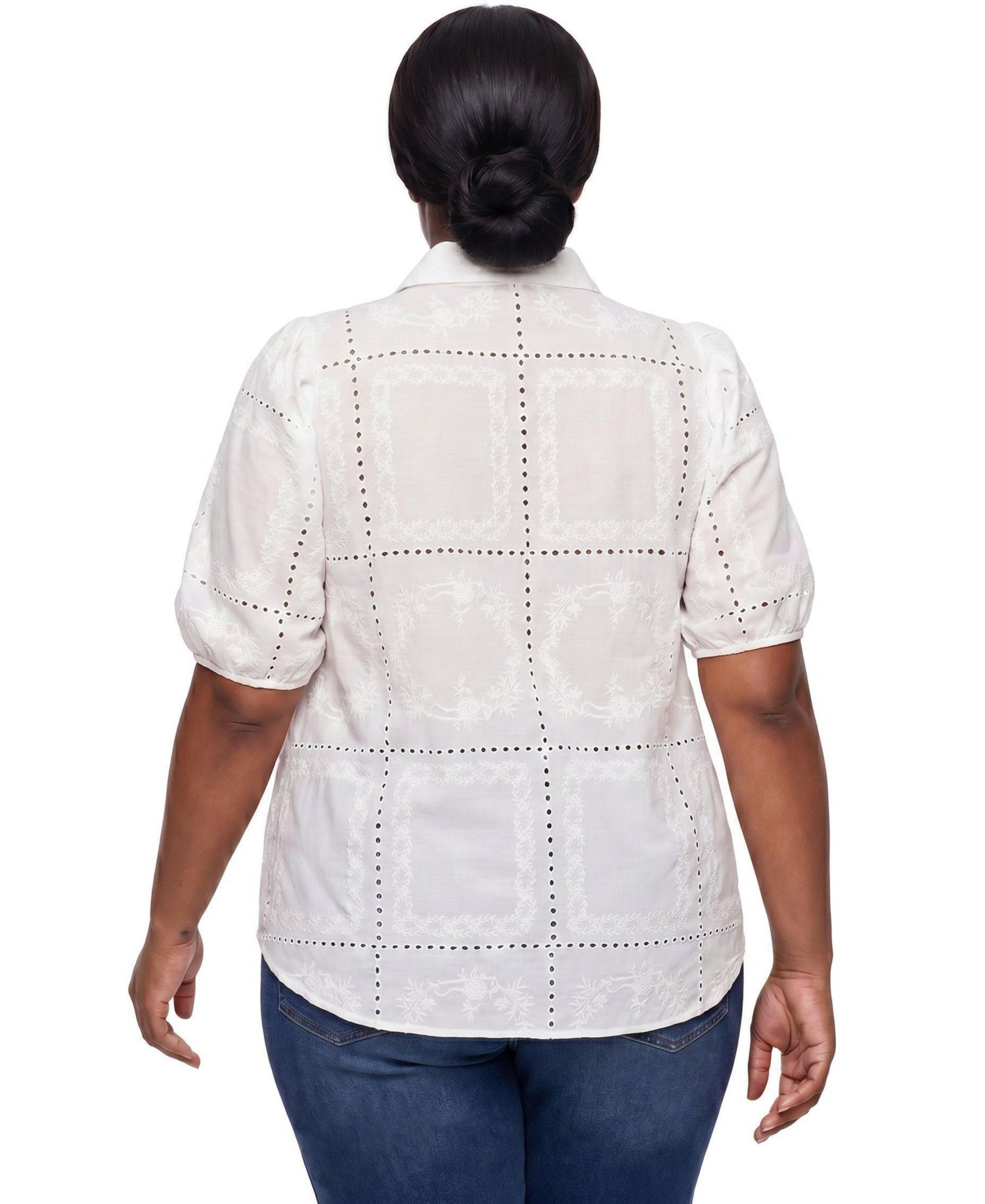 Plus Size Belle Isle Eyelet Button Down Shirt